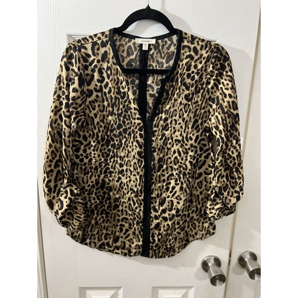 Meraki Womens Stitch Fix Career Animal Print Shirt Blouse Top Sz S Small